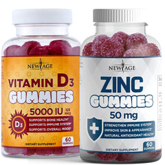 Front hero image of New Age Immune Defense Combo 2-pack with Vitamin D3 and Zinc gummies 120 count