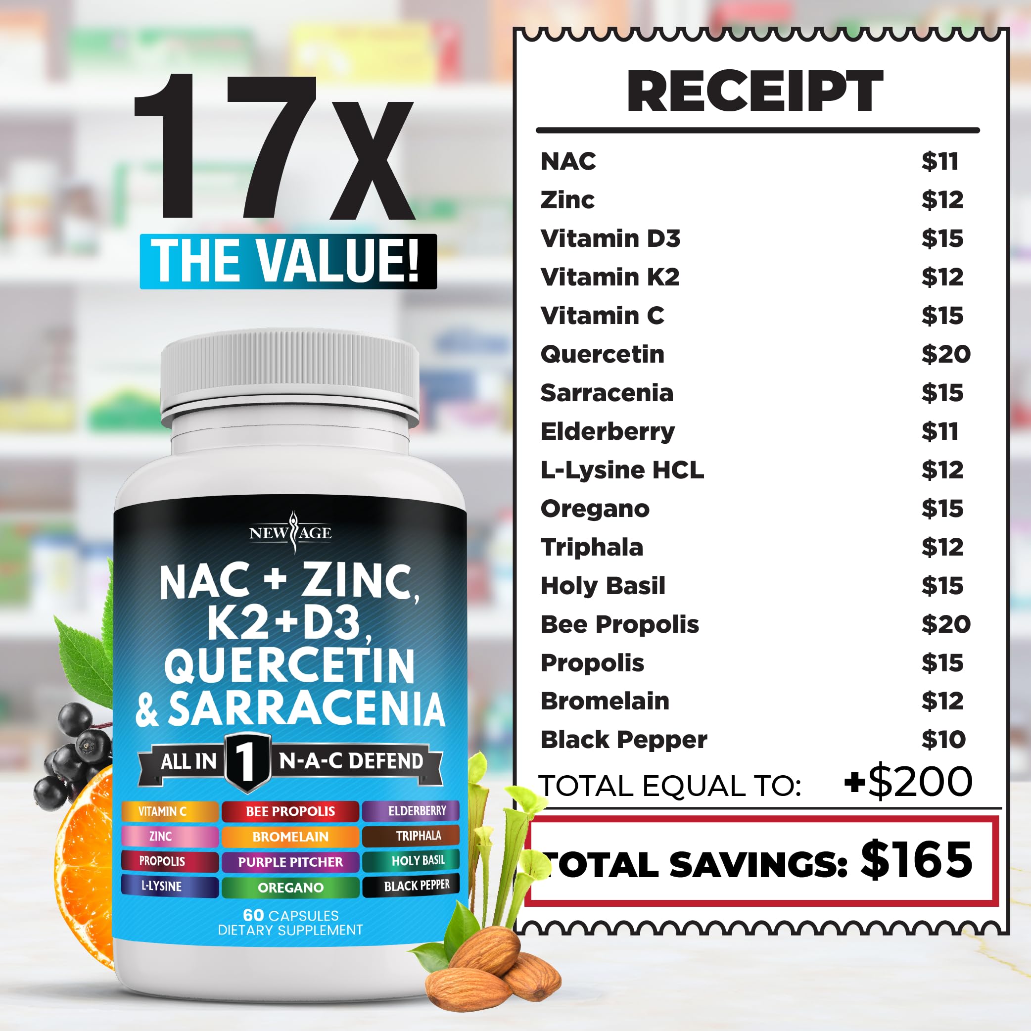 Bottle label showing dosage information