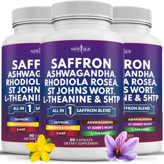 NEW AGE Saffron supplement bottle with 60 capsules