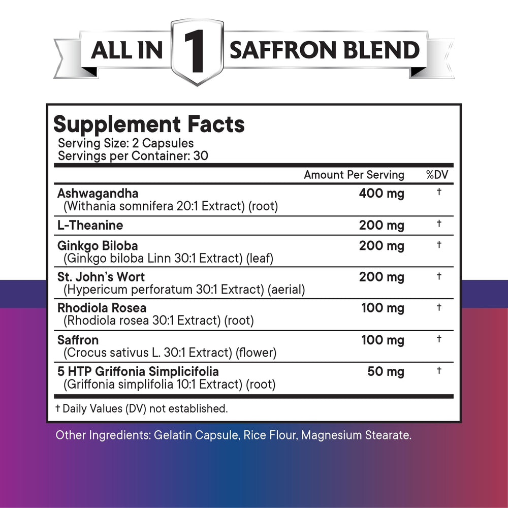 Bottle of NEW AGE Saffron Supplement 120 count