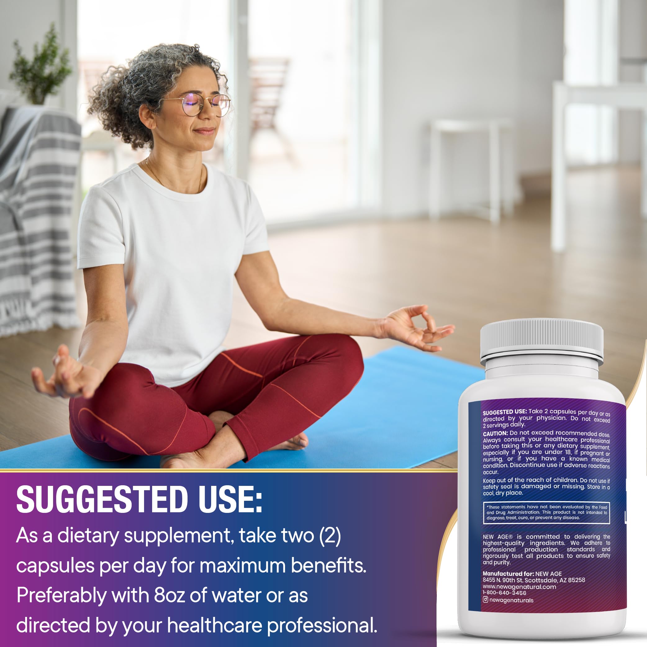 60-count bottle of NEW AGE saffron supplement capsules