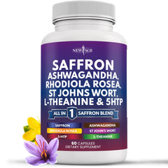 New Age Saffron supplement bottle with 60 capsules