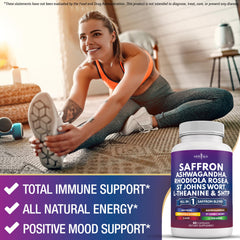 Saffron capsules with St. John's Wort and 5-HTP imagery