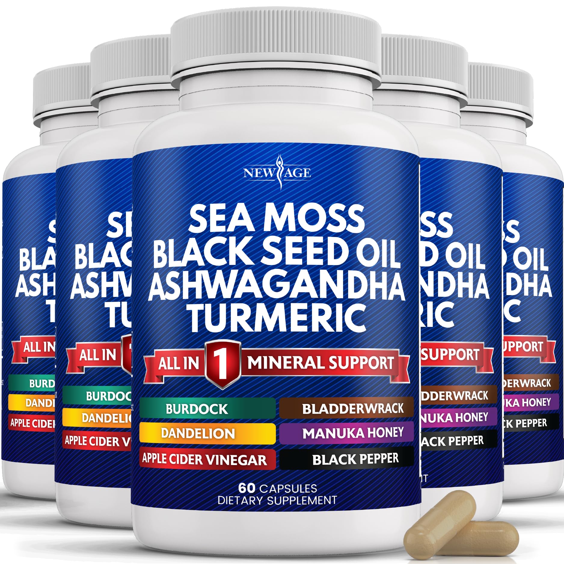 NEW AGE Sea Moss with Black Seed Oil and Ashwagandha capsules