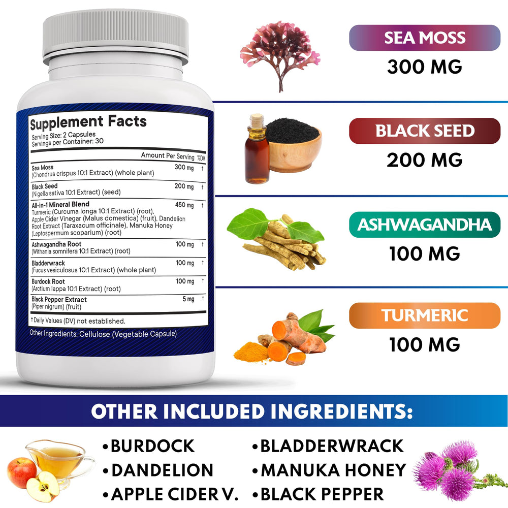 Bladderwrack and Burdock root ingredients for New Age supplement
