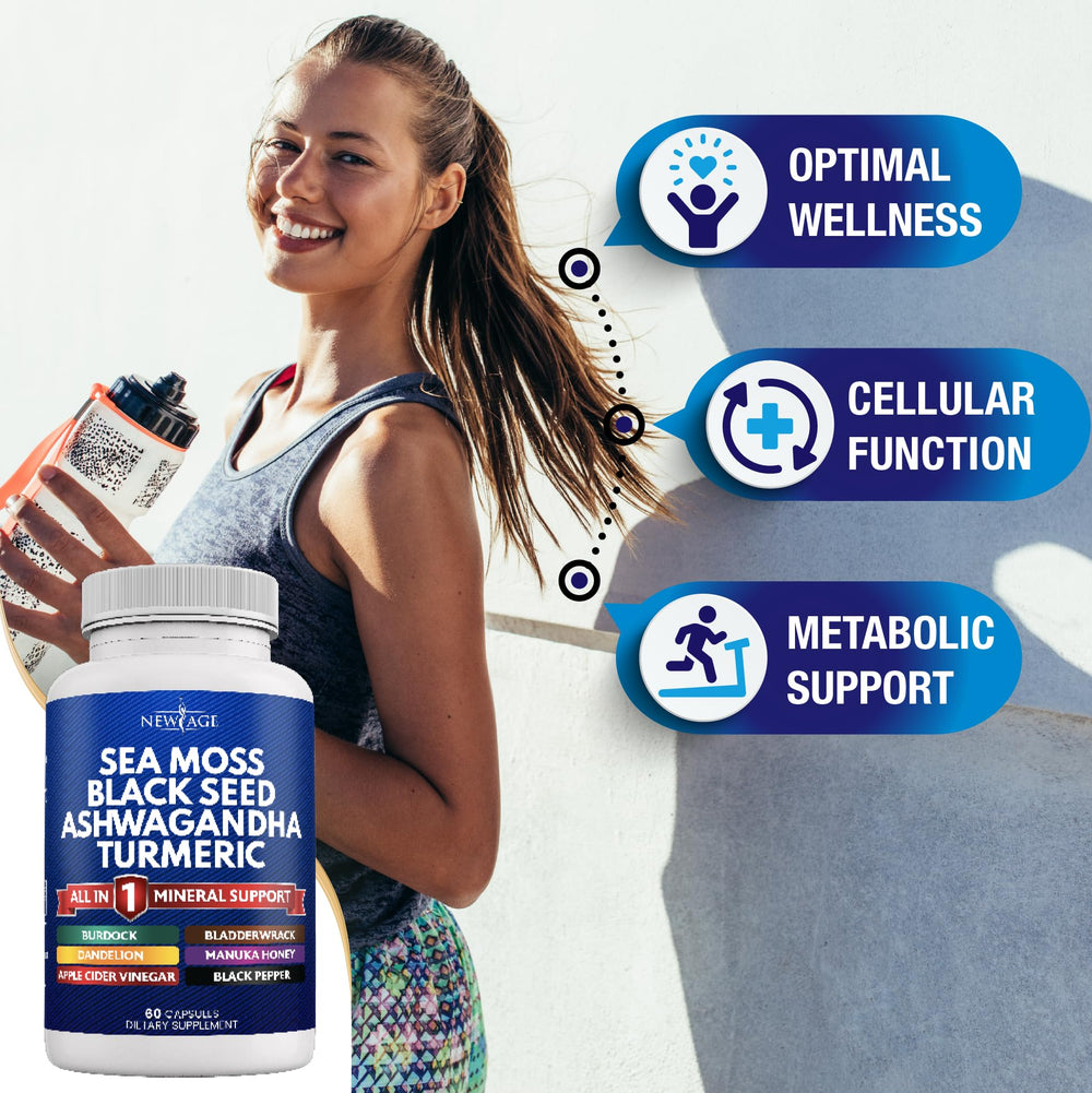 Sea Moss capsules with Turmeric, Ashwagandha, and Black Seed Oil