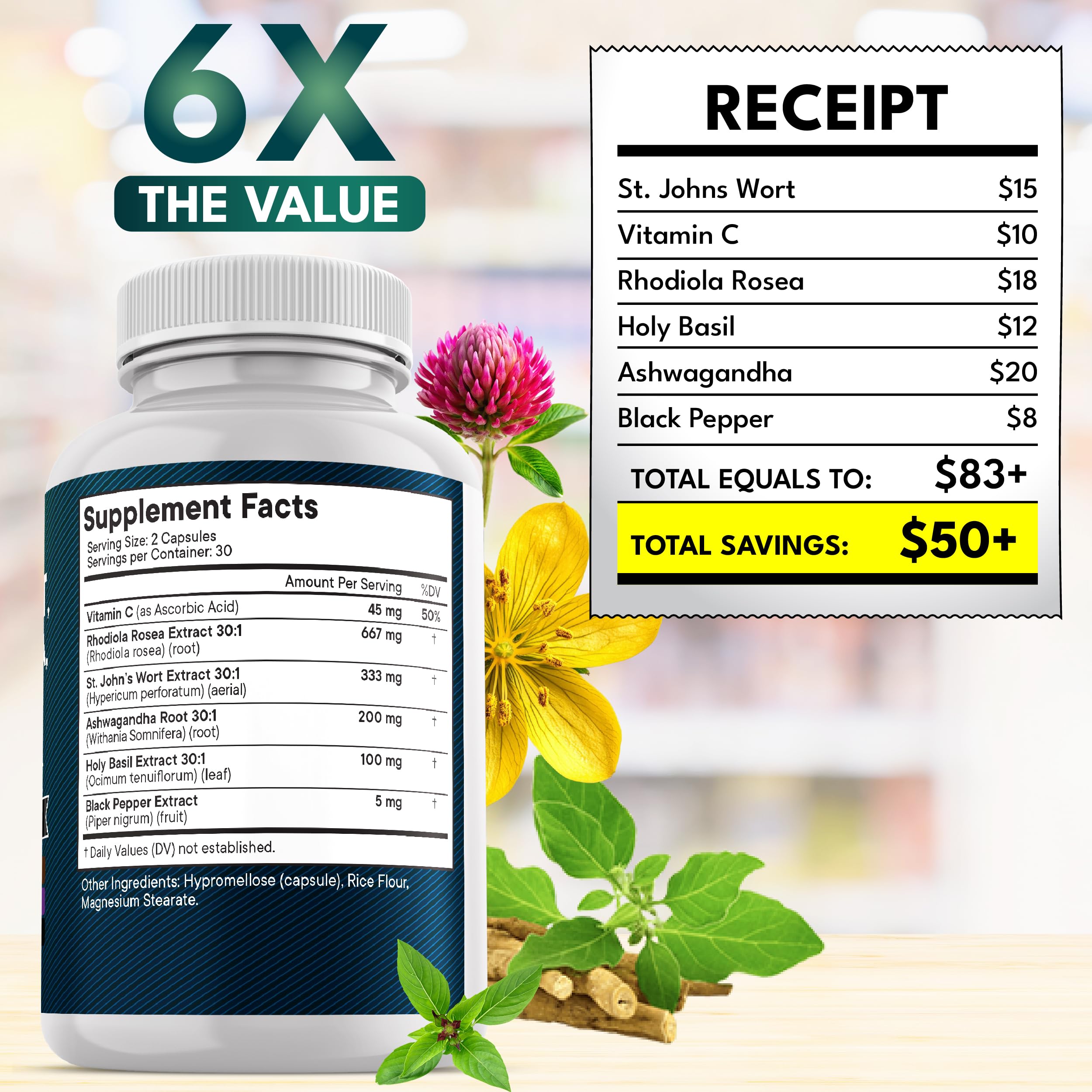 All-in-one mood support herbal supplement packaging
