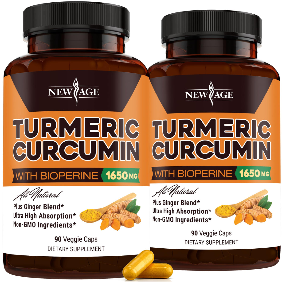 New Age Turmeric Curcumin Capsules bottle front view