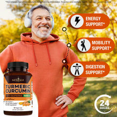 Non-GMO and gluten-free label on New Age Turmeric product