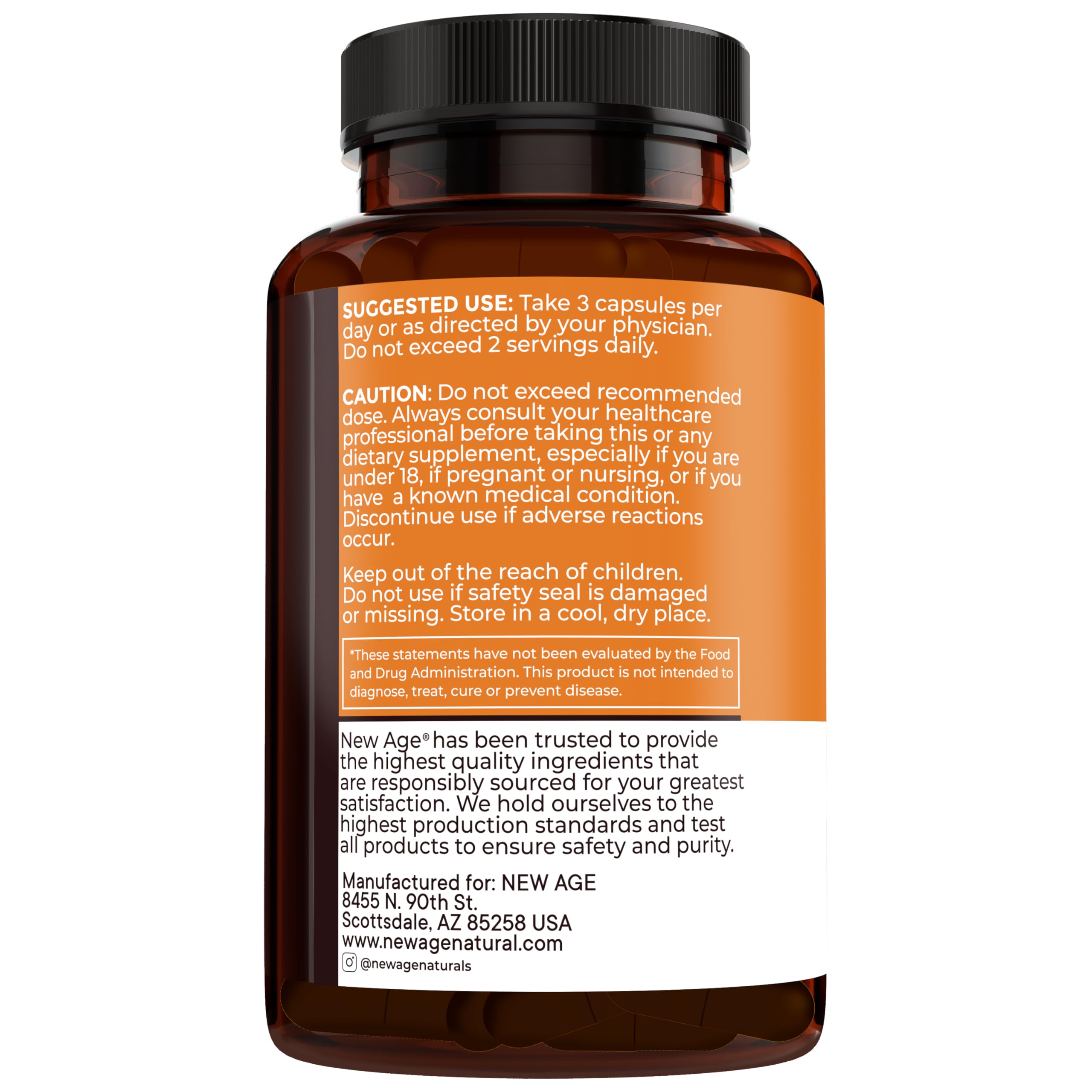 Product layout showing bottle and packaging for New Age Turmeric Capsules