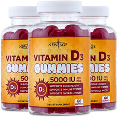 New Age Vitamin D3 5000 IU gummies bottle – front view