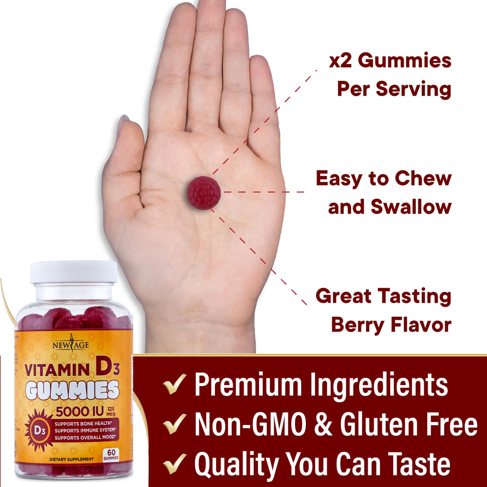 Purity tested and allergen-free label for NEW AGE Gummies