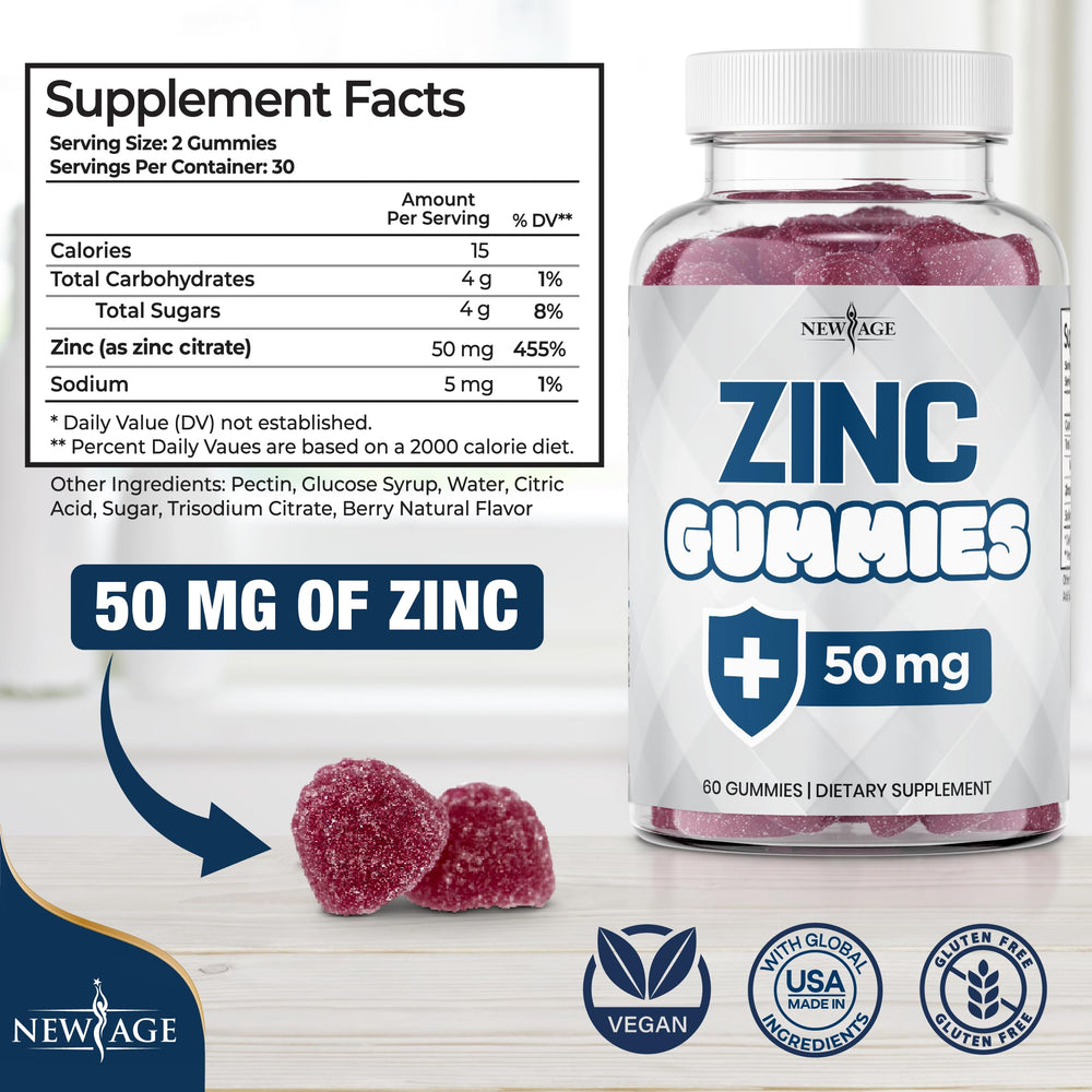 Pack of 3 zinc gummies with 180-count total