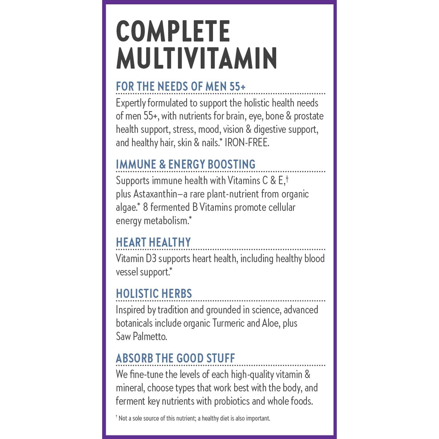 Usage tips for taking the 50+ men's multivitamin daily