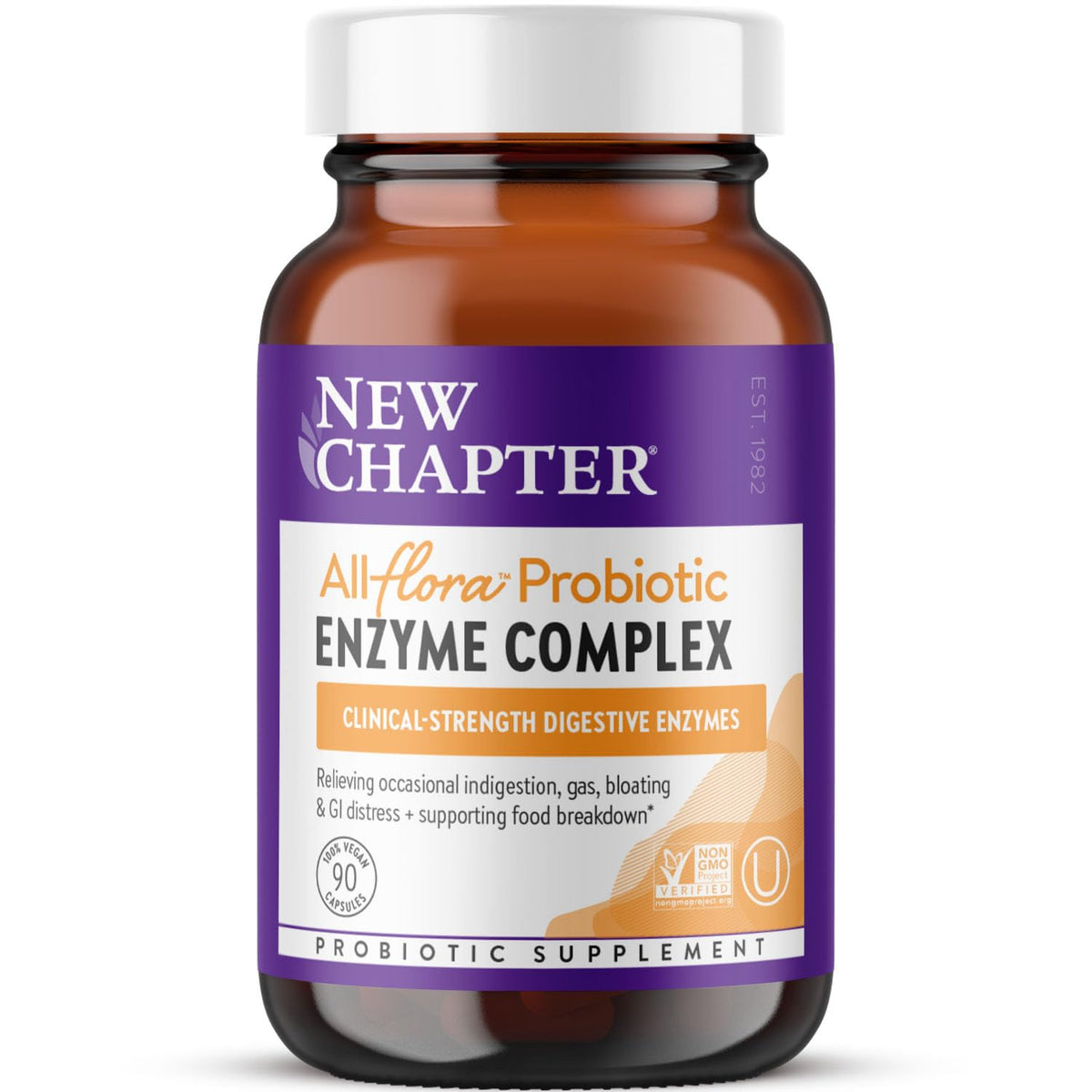 All-Chapter All-Flora enzyme complex front label with 90 vegan capsules