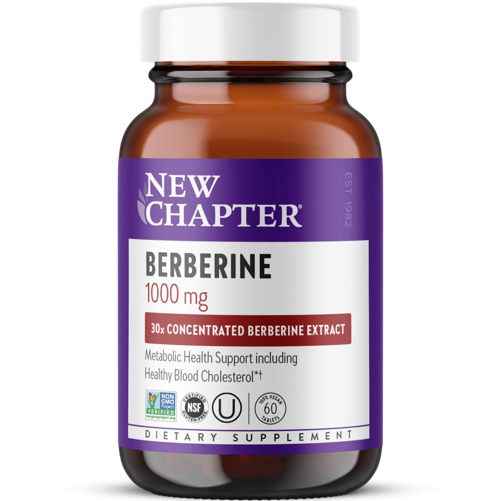 Front view of New Chapter Berberine 1000 mg bottle