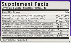 Calcium tablets shown next to the bottle