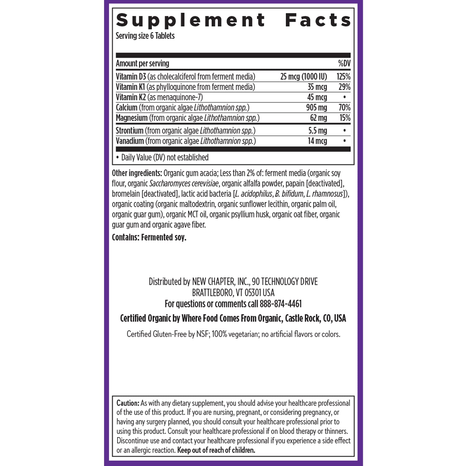 USDA Organic, Non-GMO, vegan certifications displayed