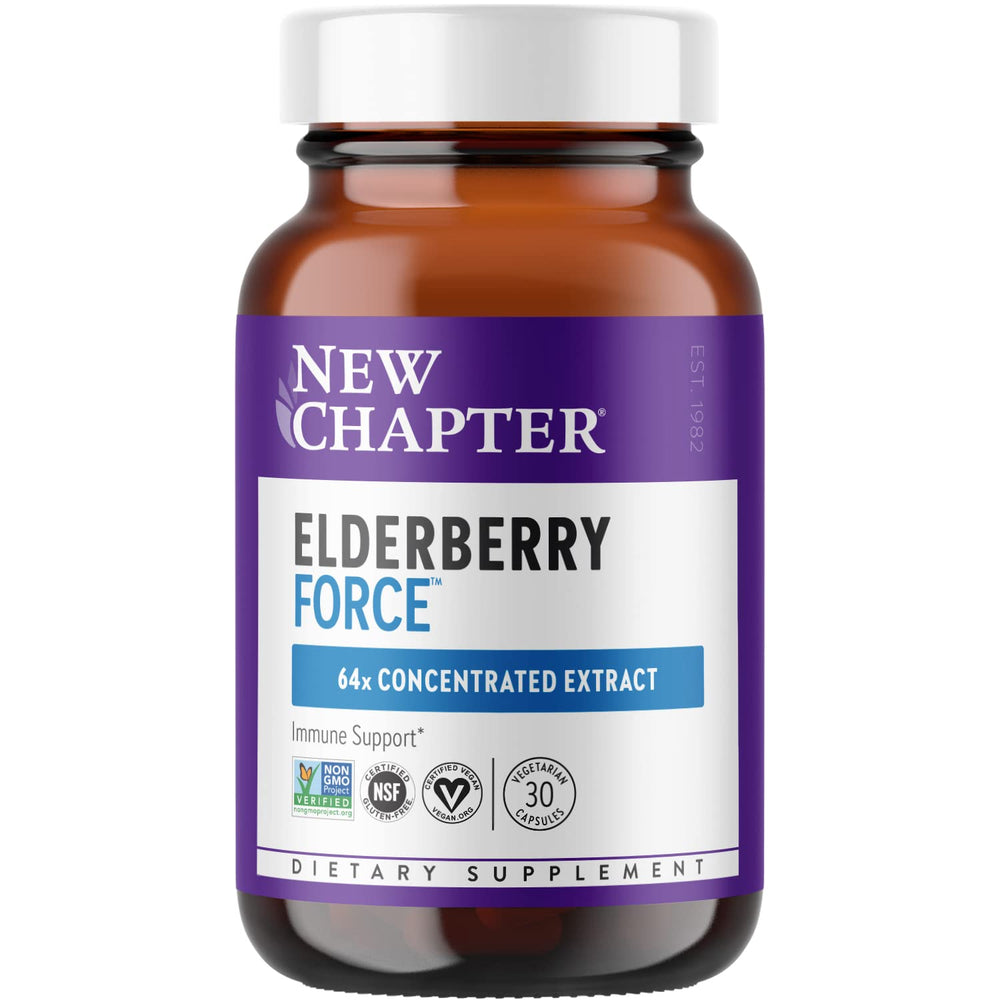 New Chapter Elderberry Force 64x concentrated elderberry capsules bottle