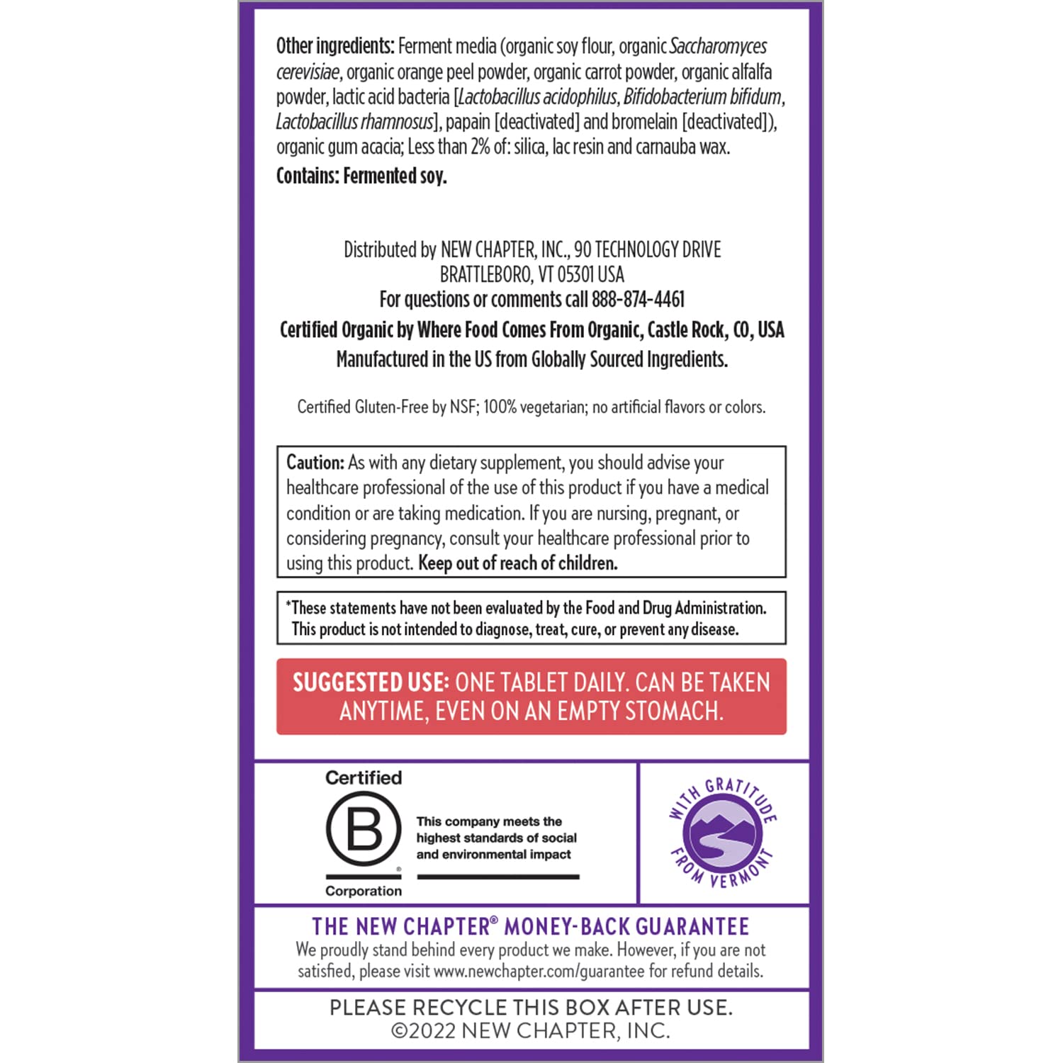 100% Vegetarian and Kosher certifications displayed on bottle