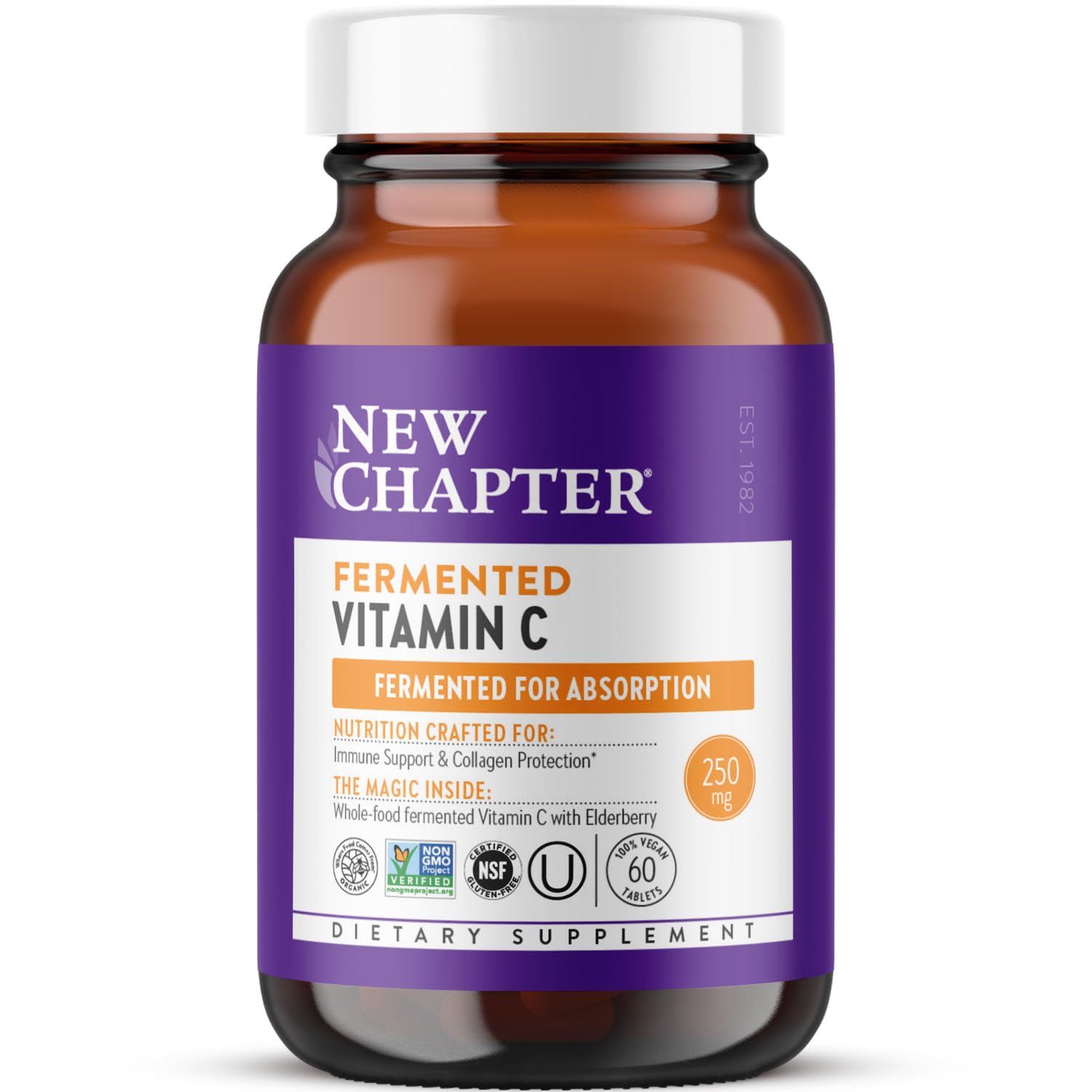 New Chapter Fermented Vitamin C + Elderberry bottle front – 60 count