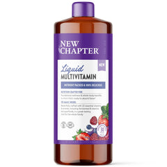 Front view of New Chapter Liquid Multivitamin + Mineral 30 oz bottle in mixed berry flavor