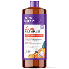 Front view of New Chapter Liquid Multivitamin Orange Mango 30 oz bottle