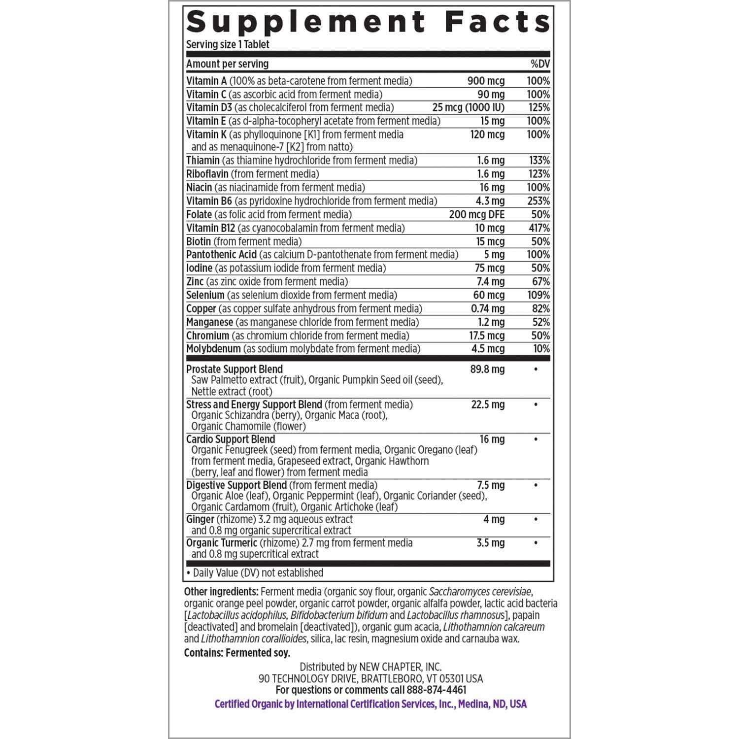 Fermented probiotics in New Chapter Men's Multivitamin 40+