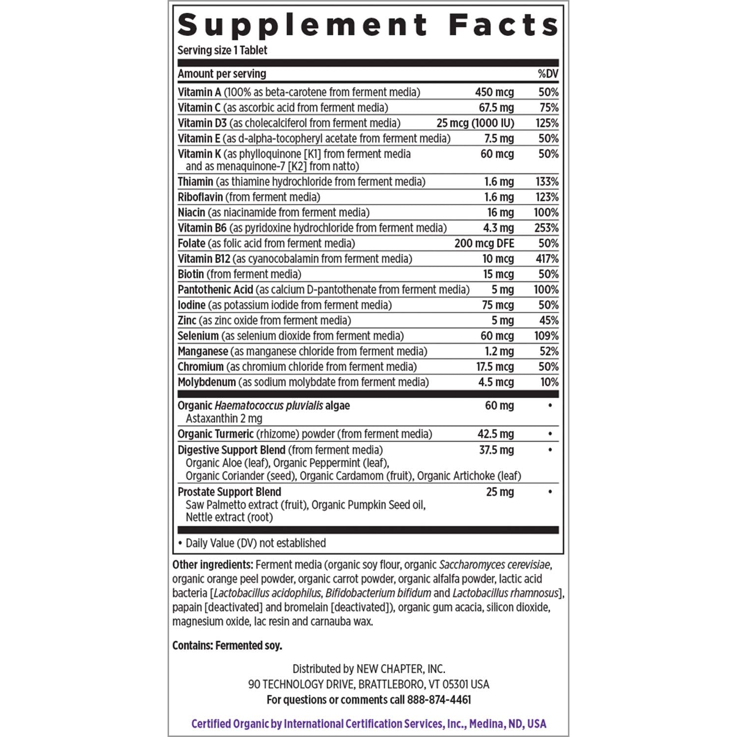 New Chapter Multivitamin for Men 50+ bottle back