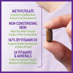 Close-up of bottle highlighting organic, non-GMO, and fermented ingredients