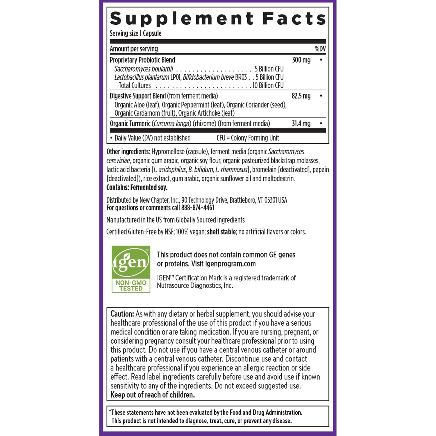 Packaging of New Chapter Probiotic All-Flora 60 ct bottle