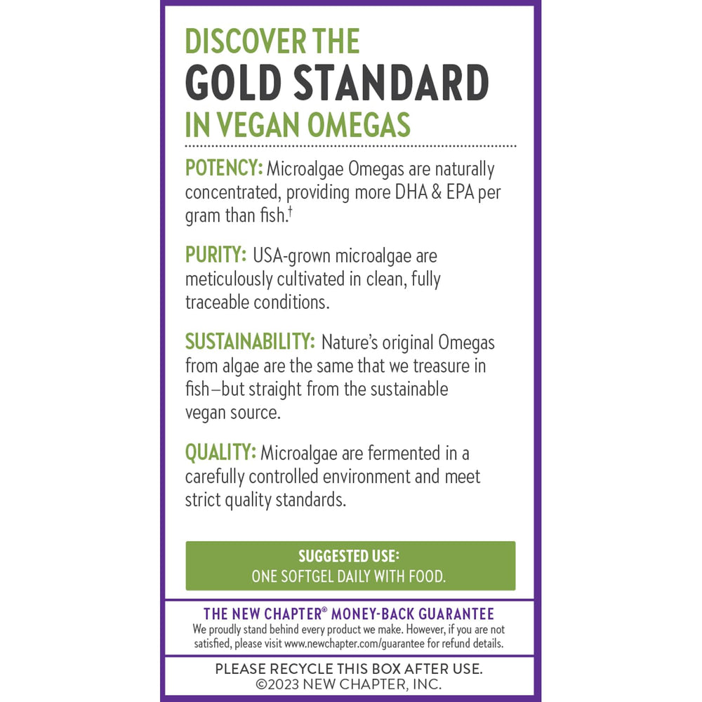 USA-grown vegan omega-3 label and certifications on bottle