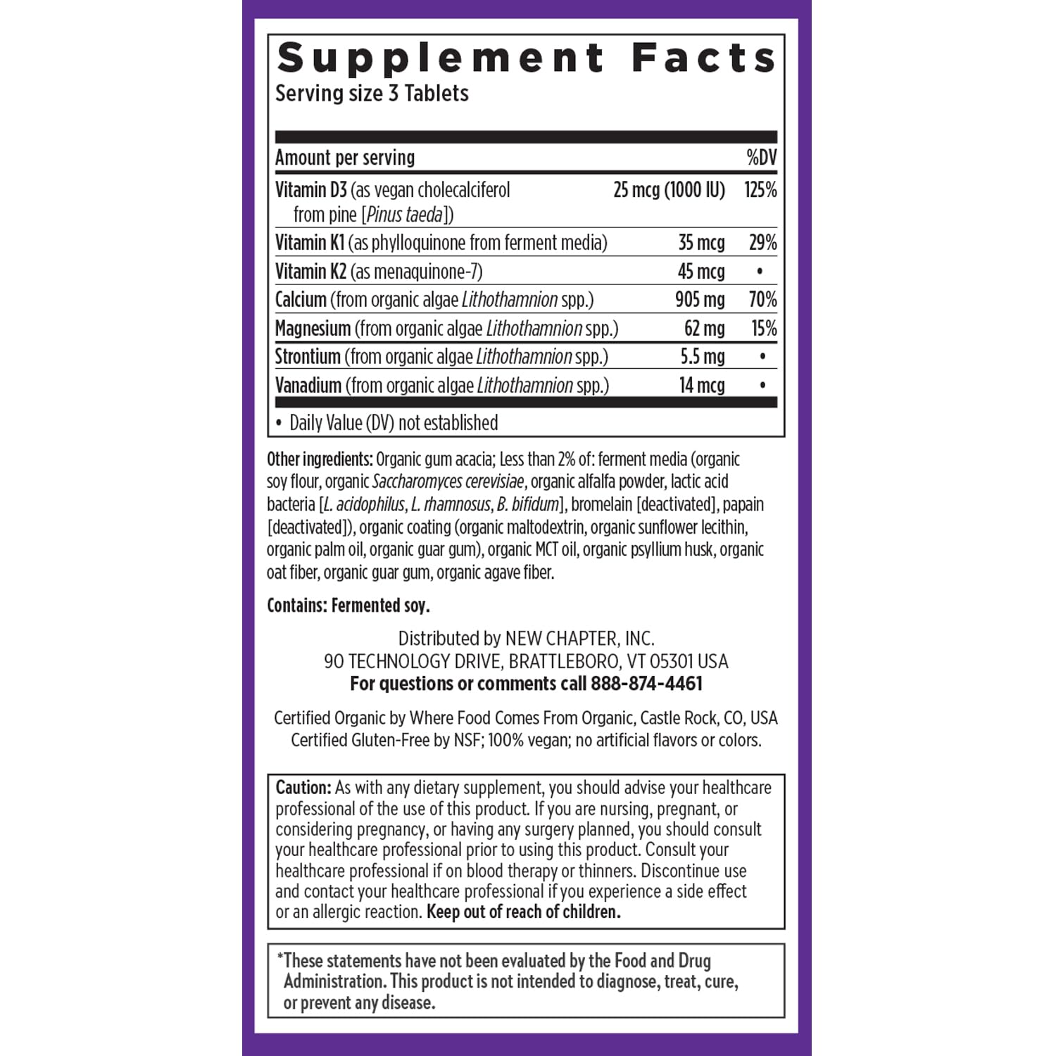 New Chapter vitamin D3 helps absorption of calcium in the body