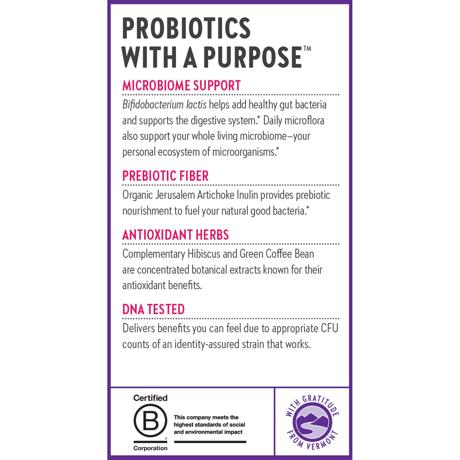 New Chapter guarantee and Vermont origin badge