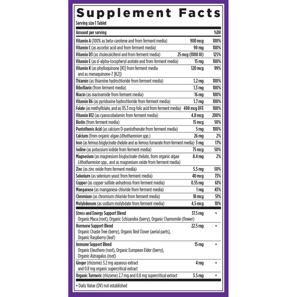Non-GMO Project Verified, 100% vegetarian multivitamin
