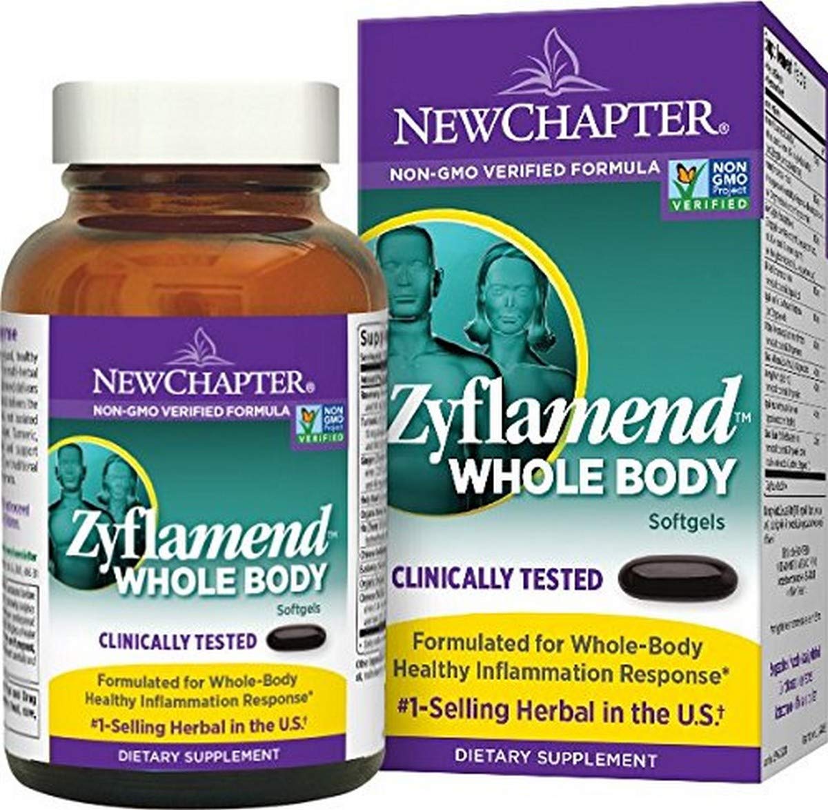 New Chapter Zyflamend Whole Body Softgels bottle, 60 count, Non-GMO Vegetarian Capsule
