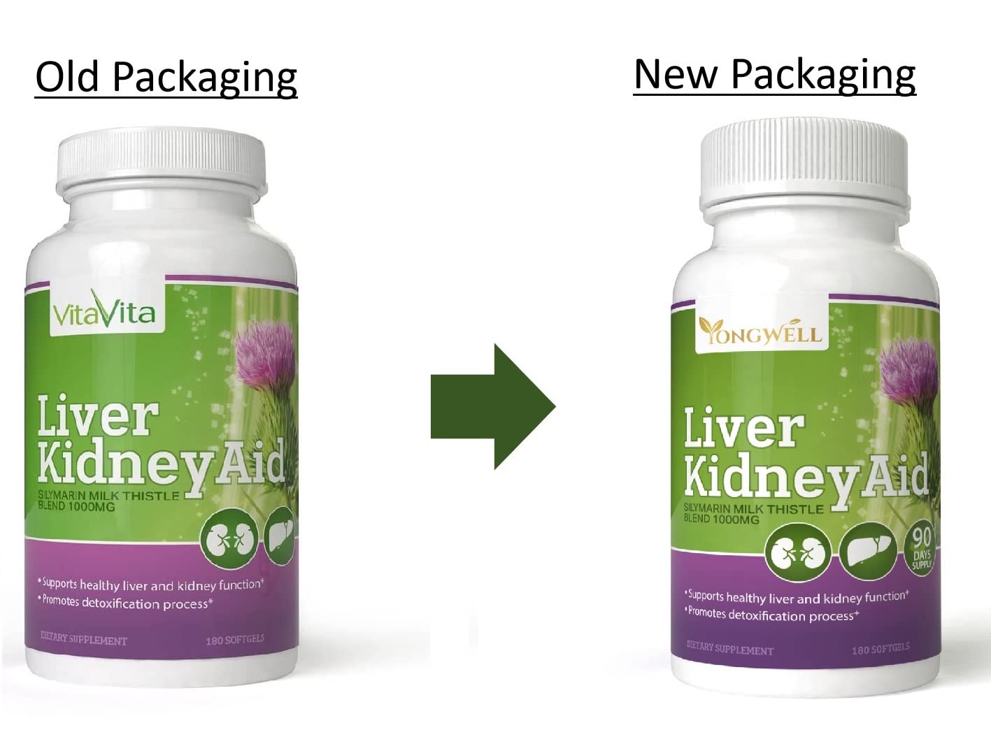 New Green Nutrition Liver Kidney Aid ingredients with Milk Thistle and Dandelion for wellness