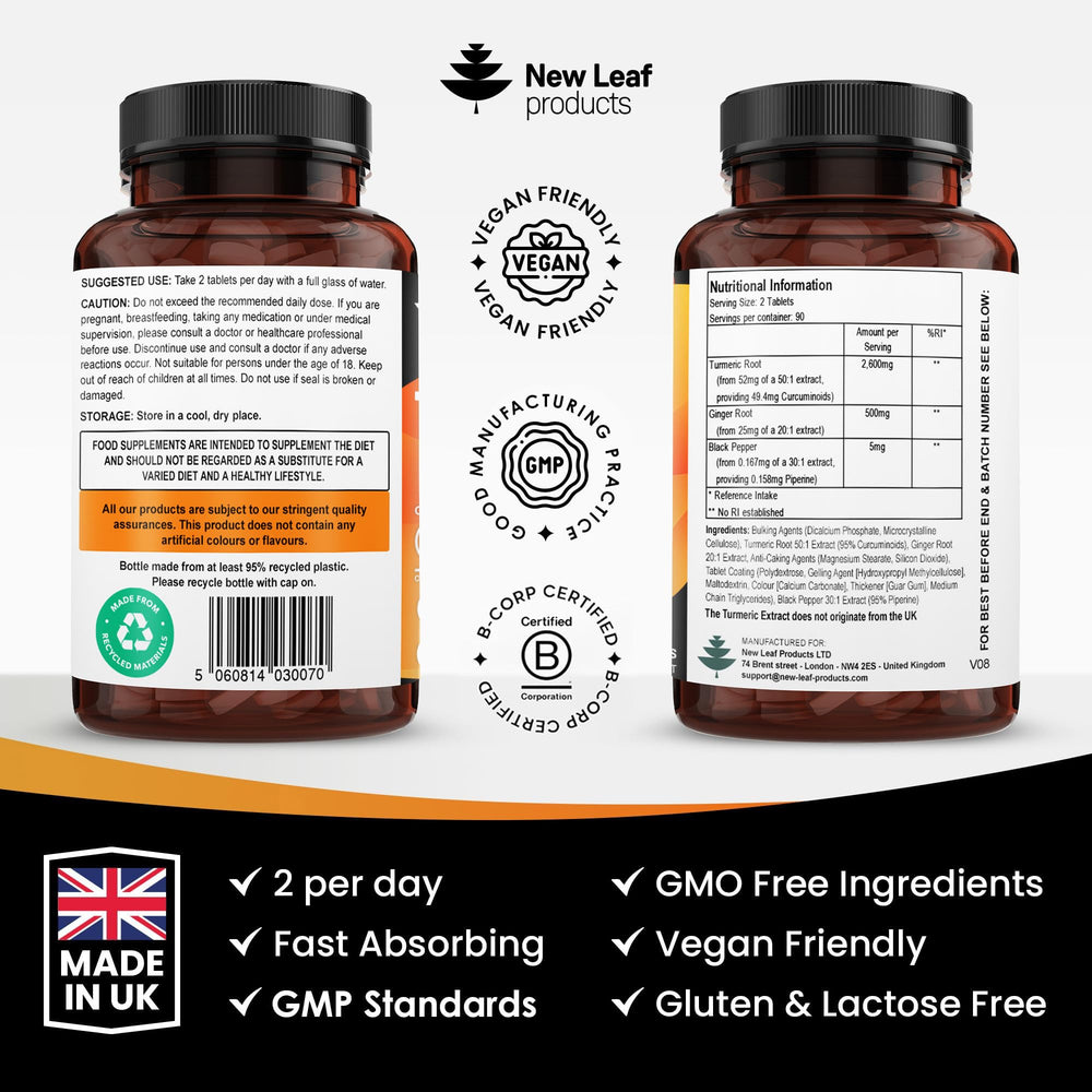 New Leaf Turmeric Tablets product on display