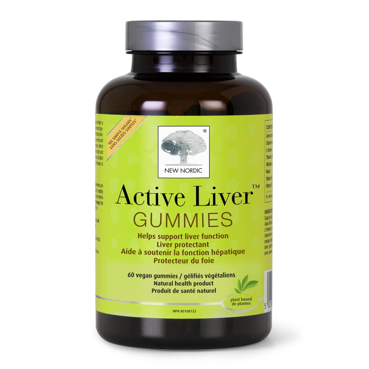 Front view of NEW NORDIC Active Liver Gummies Peach Mango flavor bottle