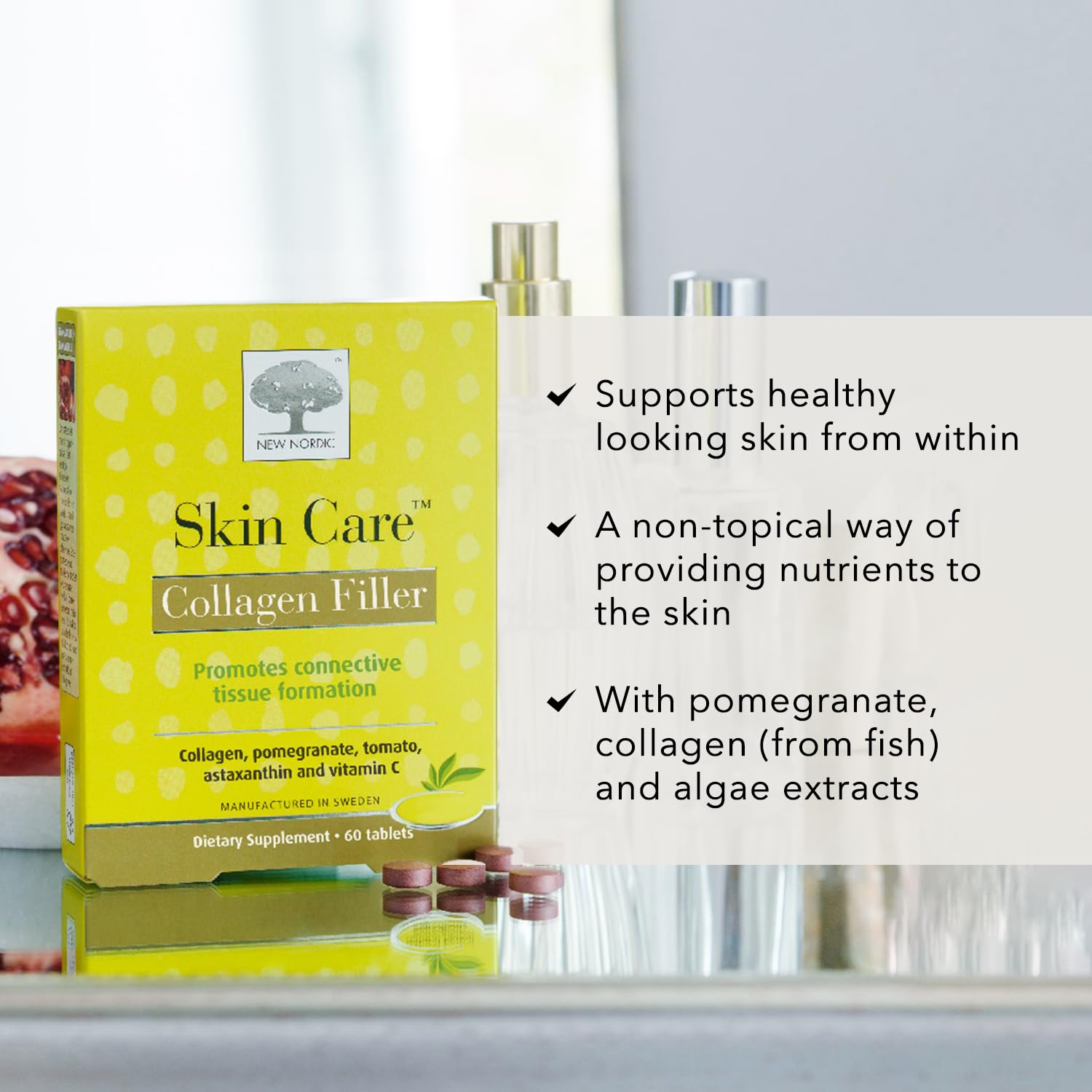 NEW NORDIC collagen filler tablets Sweden-made seal signals quality
