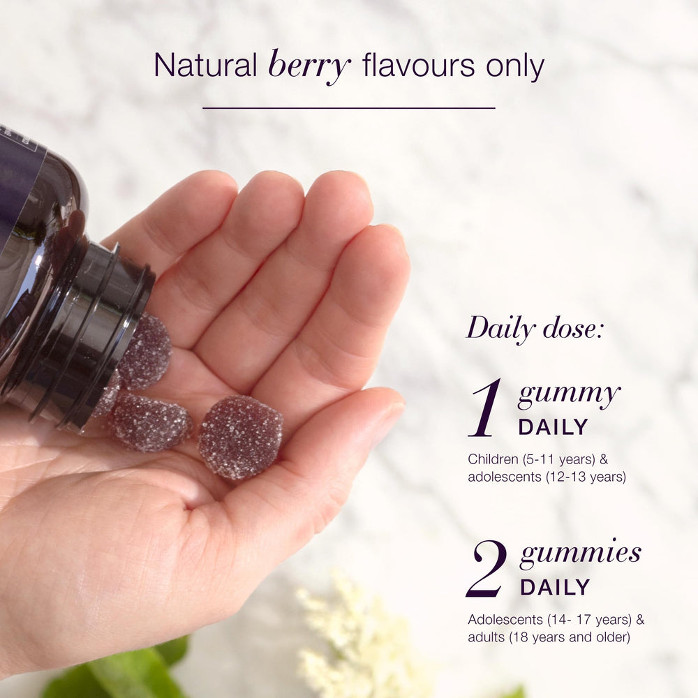 Bottle highlighting sugar-free and no artificial colors or flavors