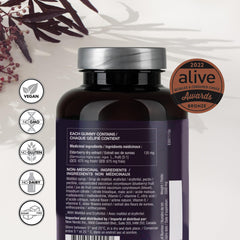 Close-up of sugar-free elderberry vegan gummies