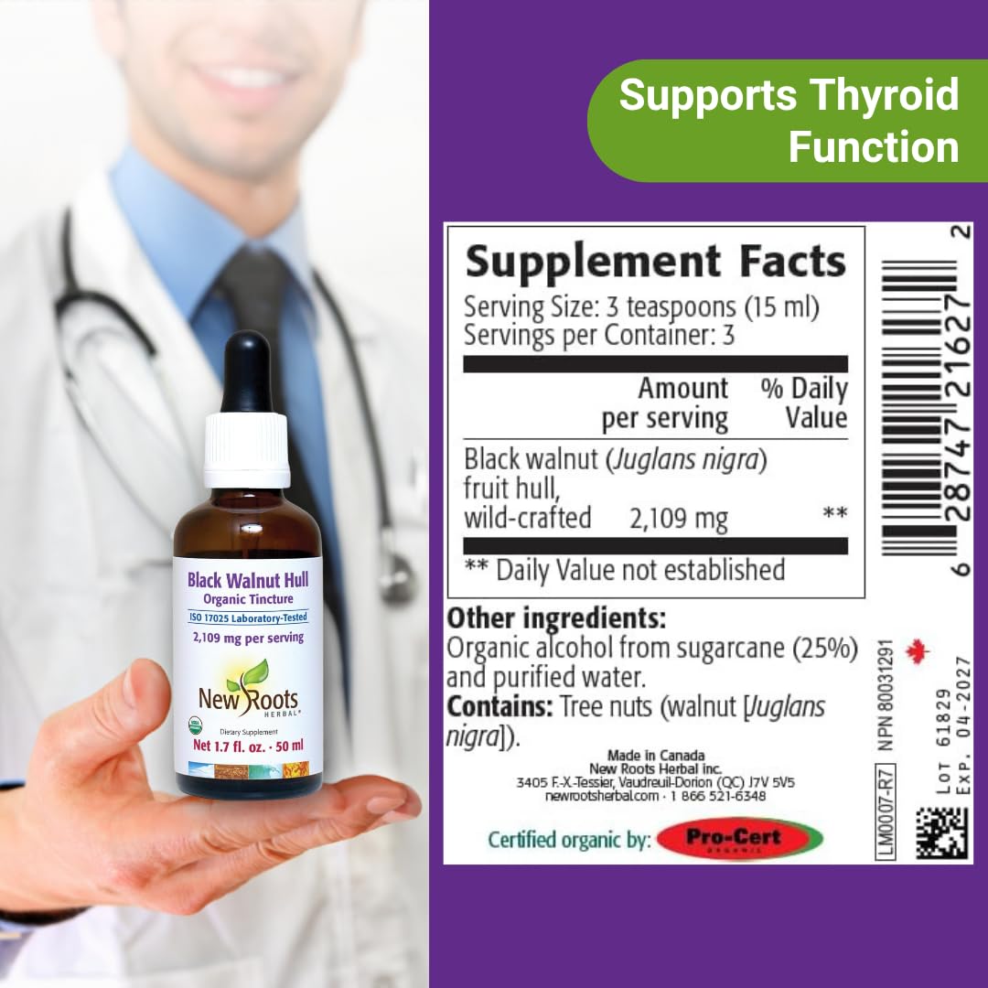 New Roots Herbal tincture dropper illustrating fast-absorption benefits in a few drops.