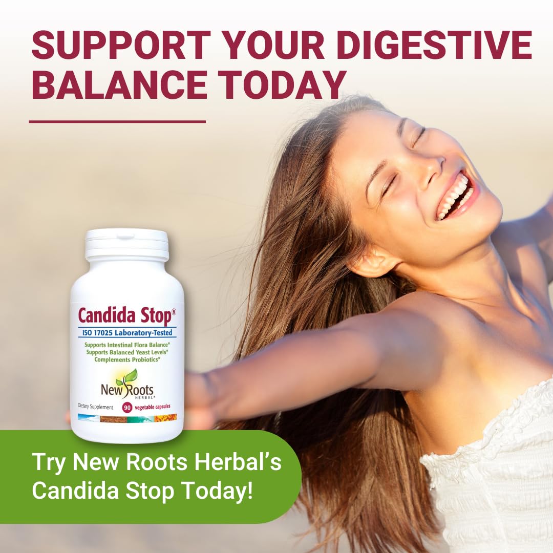 NEW ROOTS HERBAL logo with Candida Cleanse Detox bottle