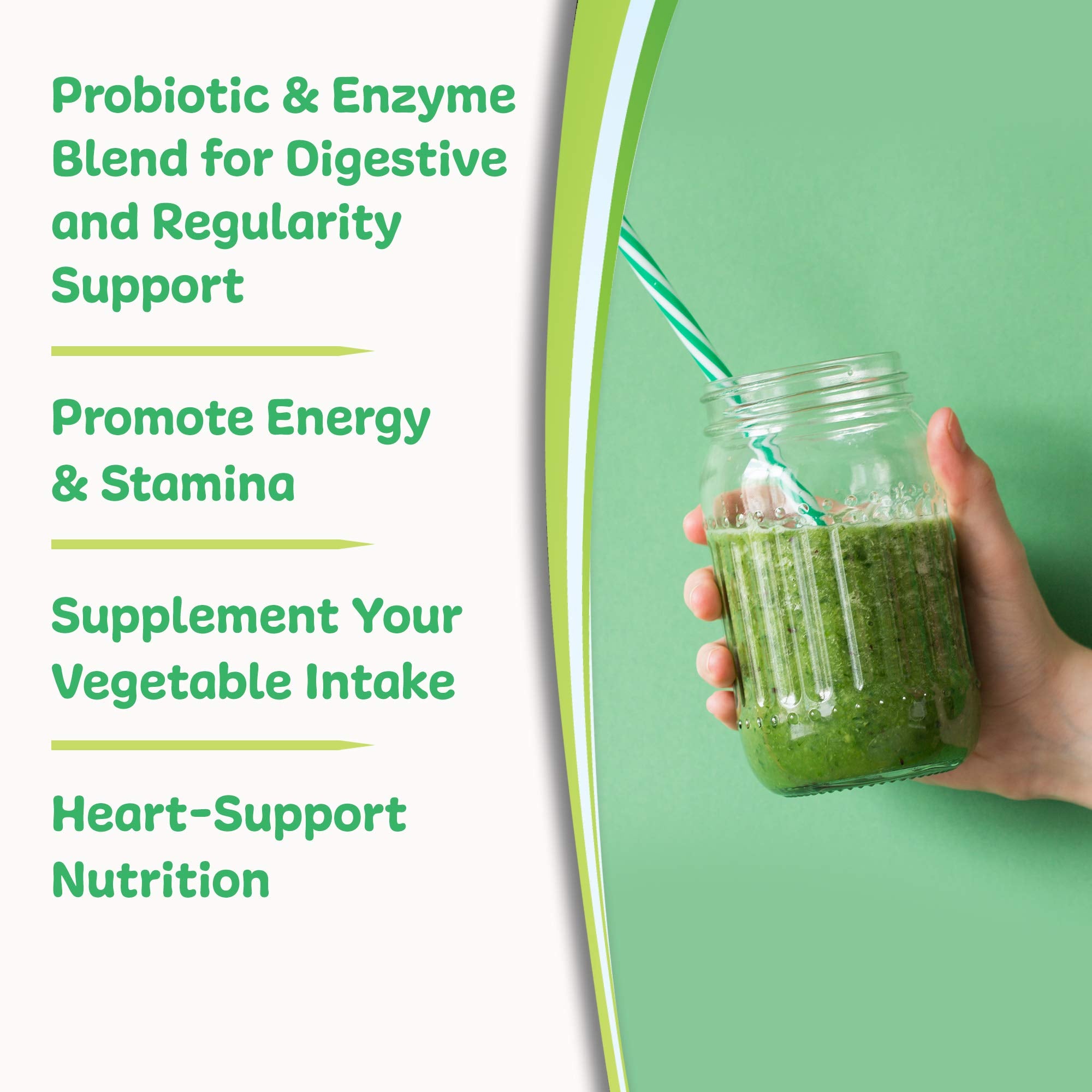 Prepared green smoothie made with Royal Greens powder