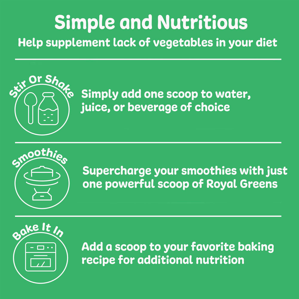 Illustration of greens, probiotics, and enzymes