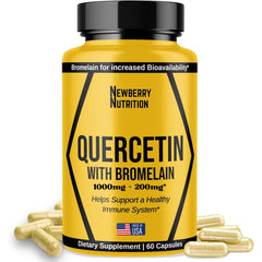 Front bottle of Newberry Nutrition Quercetin with Bromelain 1200mg