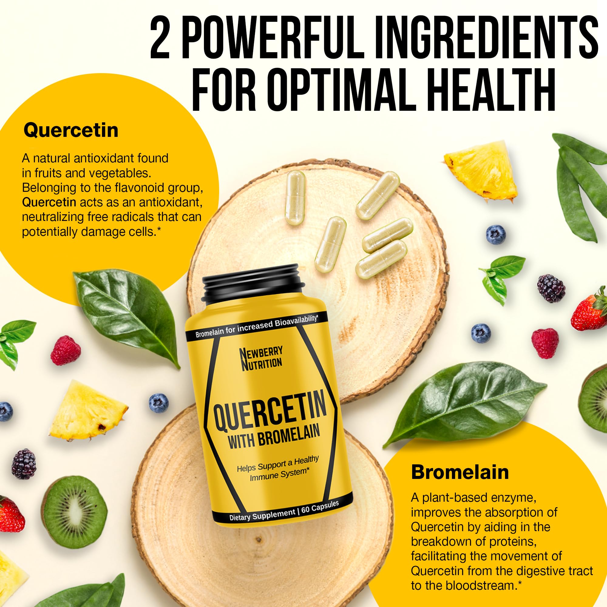 Illustration of antioxidant benefits of quercetin and bromelain