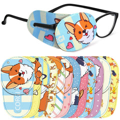 Newcotte 12-piece kids eye patch set with Corgi Dog pattern