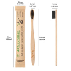 Newday Bamboo Toothbrushes Black 100 Pack - Individual Wrapping and Packaging